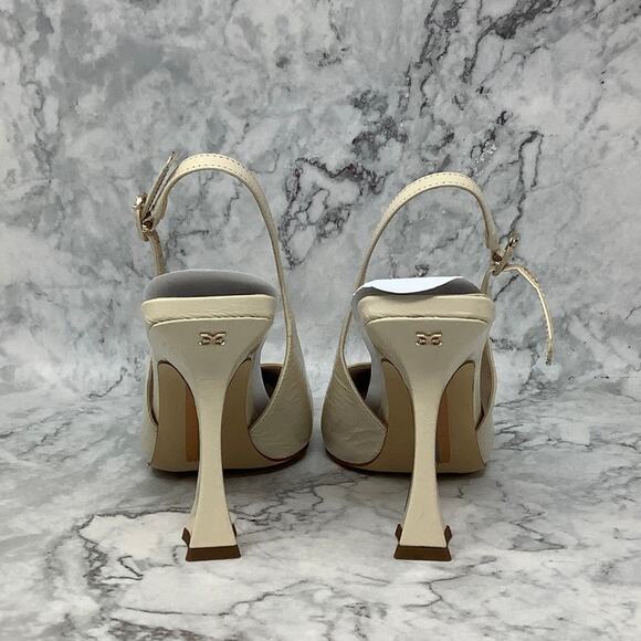 Sam Edelman Women's 8M Ivory Leather Odette Slingback Pumps Pointed Toe P18-29 - Picture 5 of 8